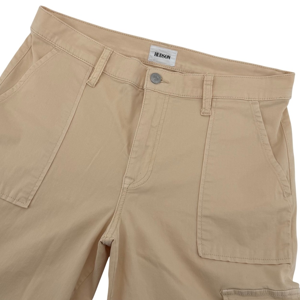 Hudson Rosalie Cargo Pants Women 31 Bleached Sand Tan Wide Leg High Rise Pant